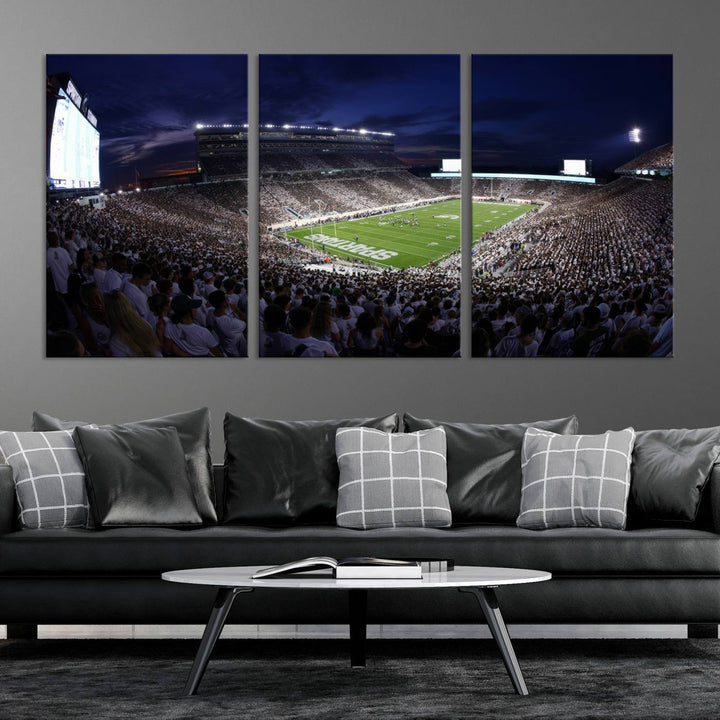 75193-MGV-CV-36X24-Michigan State Spartans Canvas, Framed Football Team Print - East Lansing Spartan Stadium Wall Art Canvas Print