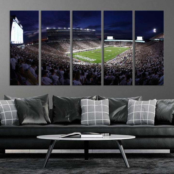 75193-MGV-CV-36X24-Michigan State Spartans Canvas, Framed Football Team Print - East Lansing Spartan Stadium Wall Art Canvas Print