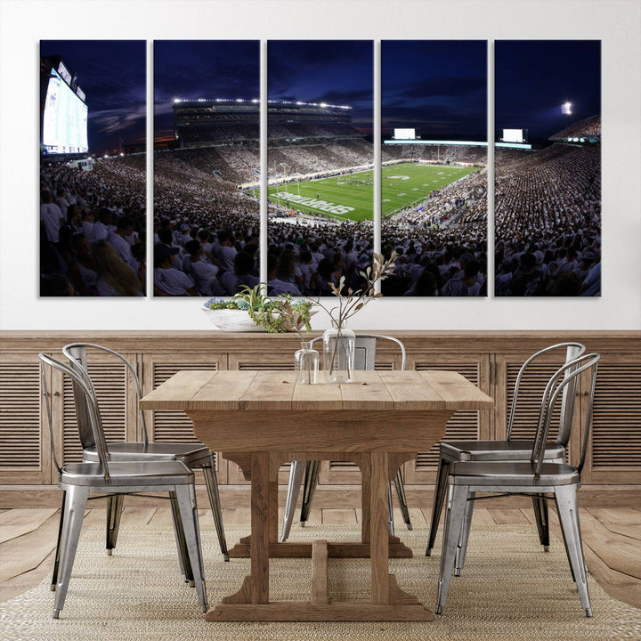 75193-MGV-CV-36X24-Michigan State Spartans Canvas, Framed Football Team Print - East Lansing Spartan Stadium Wall Art Canvas Print