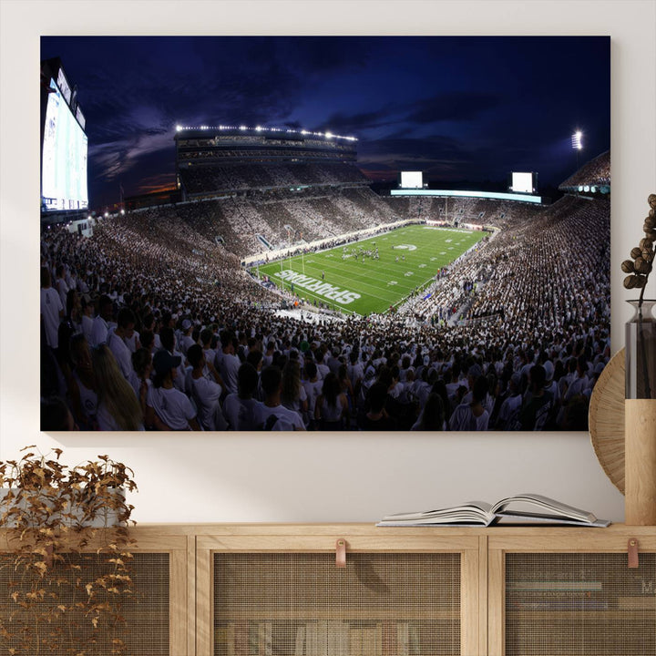 Michigan State Spartans Canvas, Framed Football Team Print - East Lansing Spartan Stadium Wall Art Canvas Print