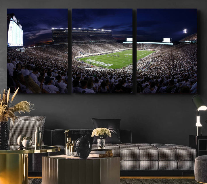 Michigan State Spartans Canvas, Framed Football Team Print - East Lansing Spartan Stadium Wall Art Canvas Print