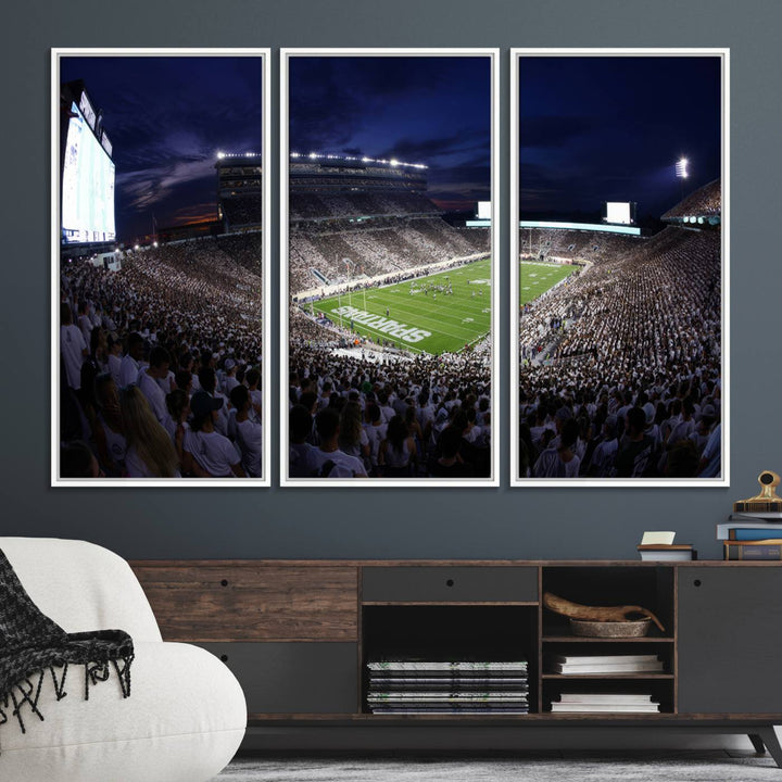 75193-MGV-FC-48X32-3P_White-Michigan State Spartans Canvas, Framed Football Team Print - East Lansing Spartan Stadium Wall Art Canvas Print