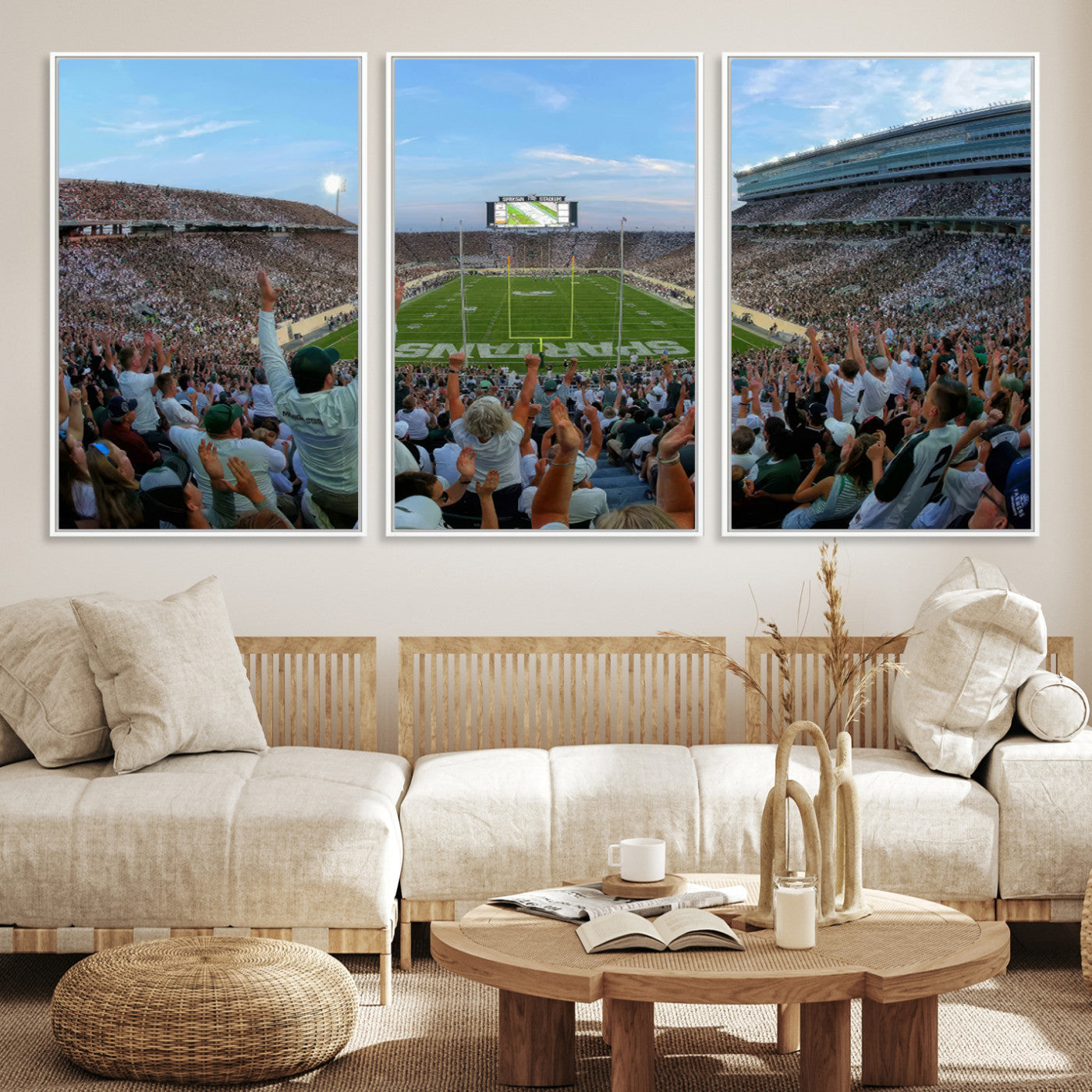 73105-MGV-CV-36X24-Michigan State Spartans Football Team Art Print - East Lansing Spartan Stadium Wall Art Canvas Print