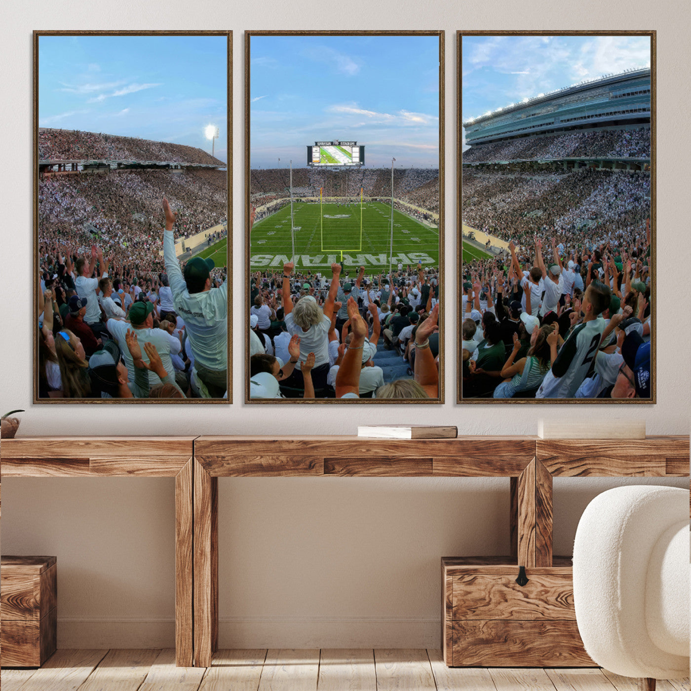 73105-MGV-CV-36X24-Michigan State Spartans Football Team Art Print - East Lansing Spartan Stadium Wall Art Canvas Print
