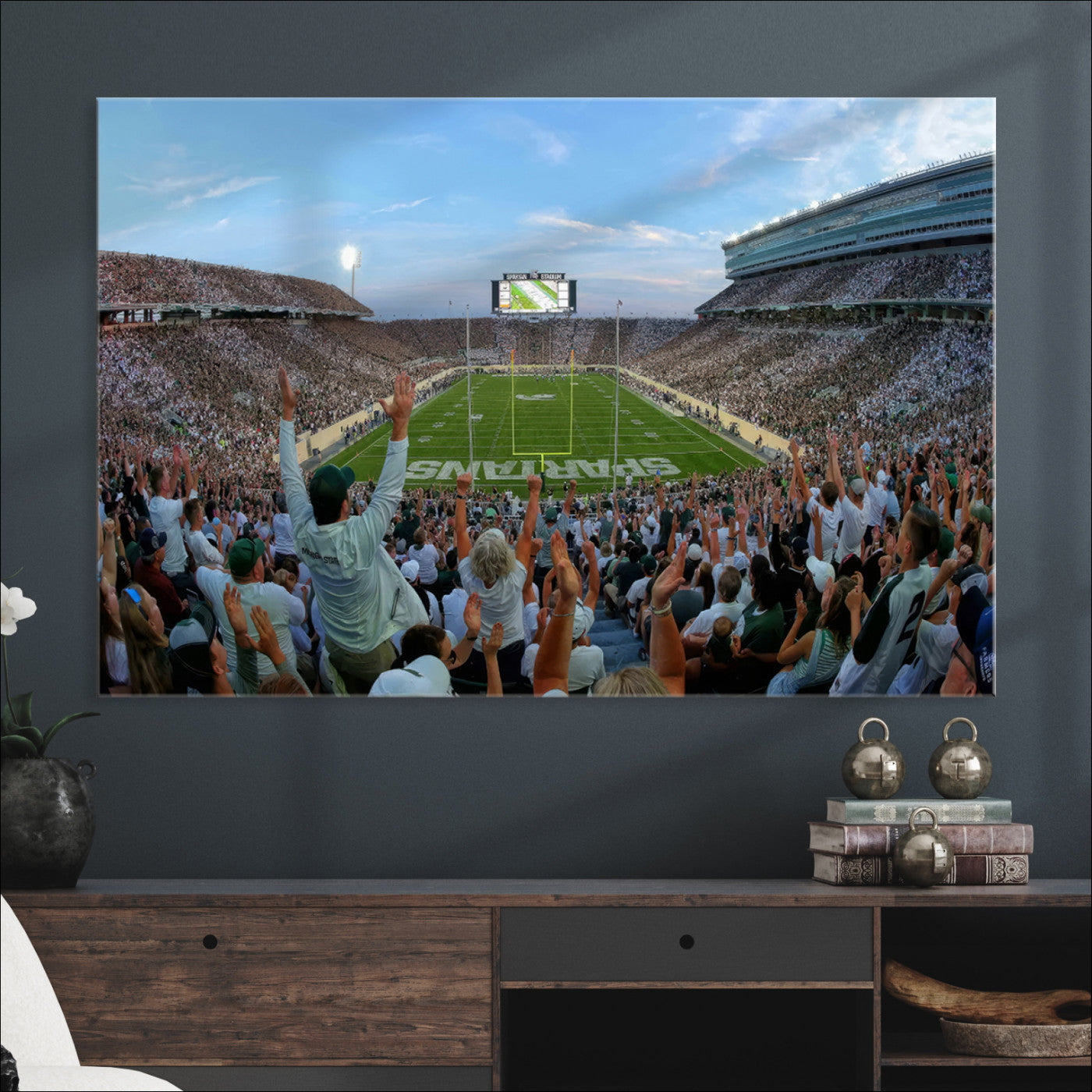 73105-MGV-CV-36X24-Michigan State Spartans Football Team Art Print - East Lansing Spartan Stadium Wall Art Canvas Print