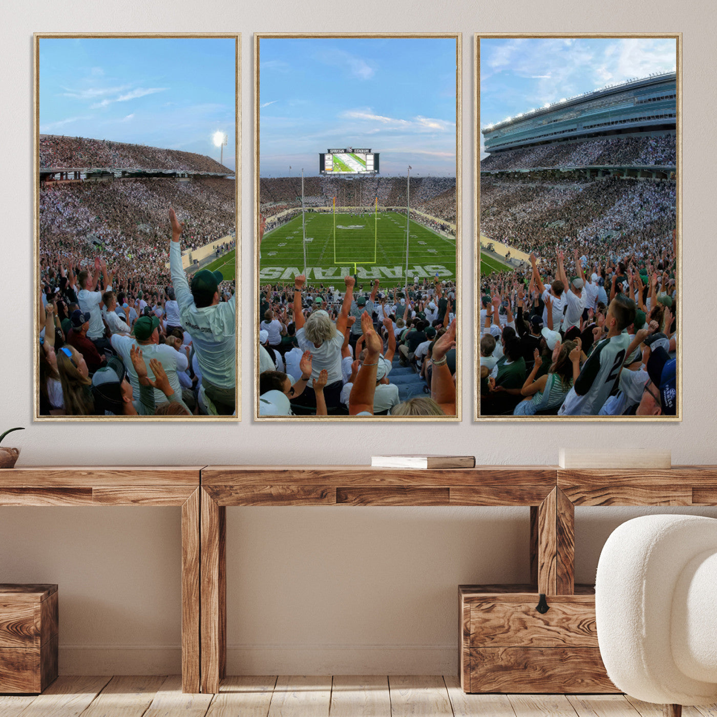 73105-MGV-CV-36X24-Michigan State Spartans Football Team Art Print - East Lansing Spartan Stadium Wall Art Canvas Print