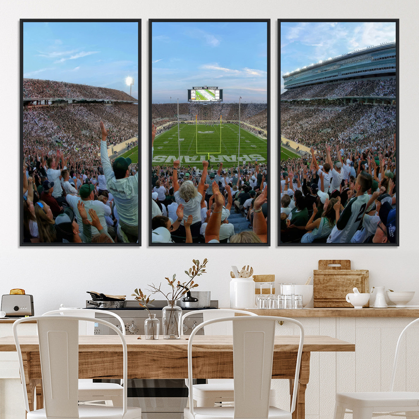73105-MGV-CV-36X24-Michigan State Spartans Football Team Art Print - East Lansing Spartan Stadium Wall Art Canvas Print