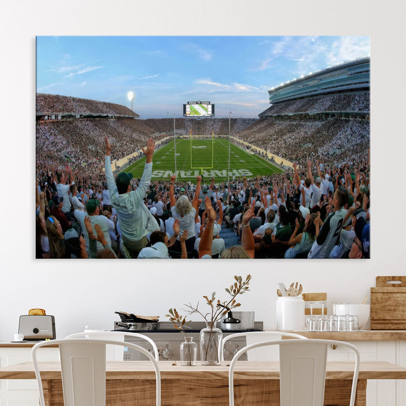 73105-MGV-CV-36X24-Michigan State Spartans Football Team Art Print - East Lansing Spartan Stadium Wall Art Canvas Print