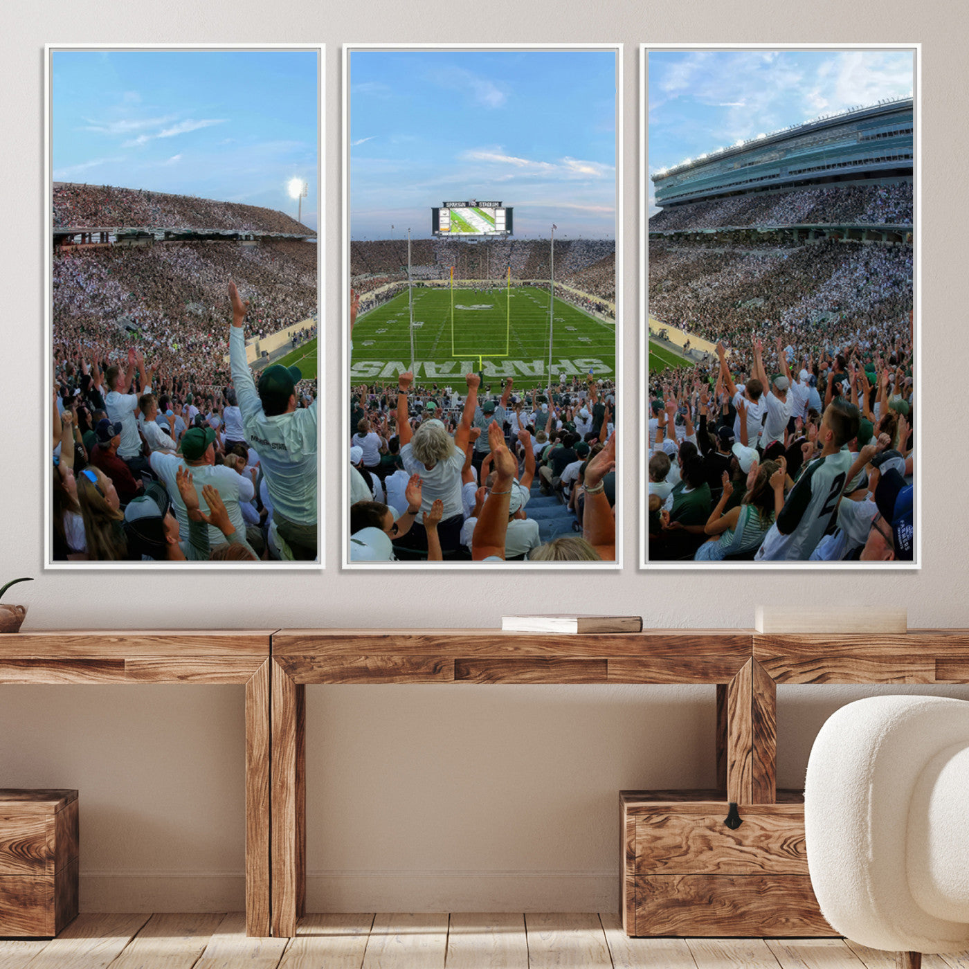 73105-MGV-CV-36X24-Michigan State Spartans Football Team Art Print - East Lansing Spartan Stadium Wall Art Canvas Print