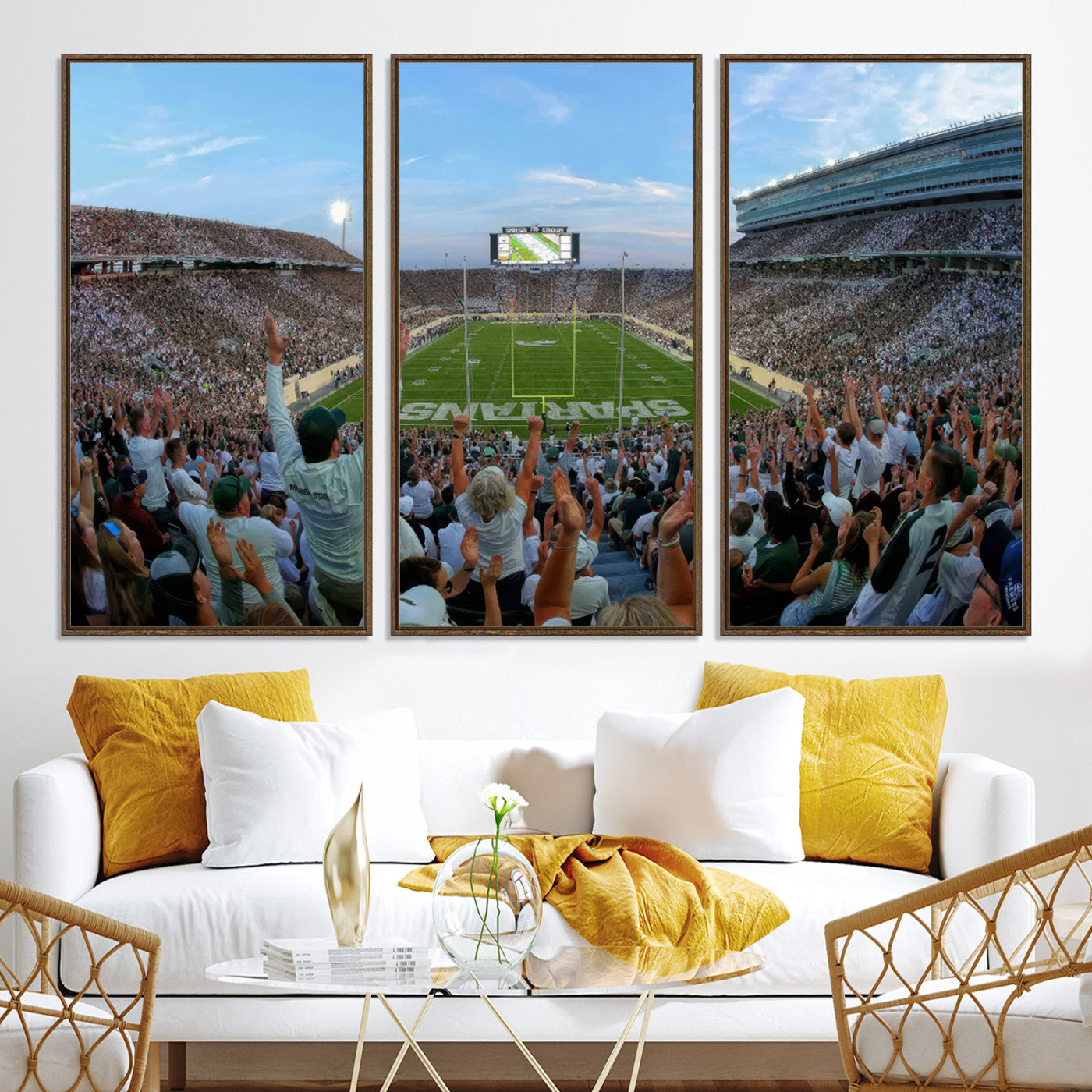 73105-MGV-CV-36X24-Michigan State Spartans Football Team Art Print - East Lansing Spartan Stadium Wall Art Canvas Print