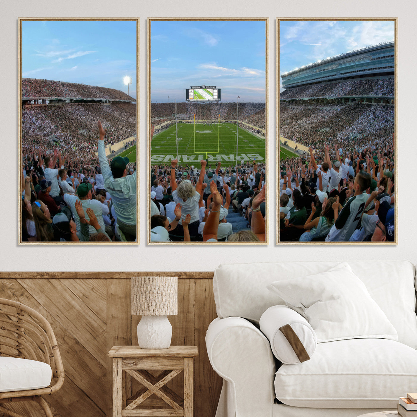 73105-MGV-CV-36X24-Michigan State Spartans Football Team Art Print - East Lansing Spartan Stadium Wall Art Canvas Print