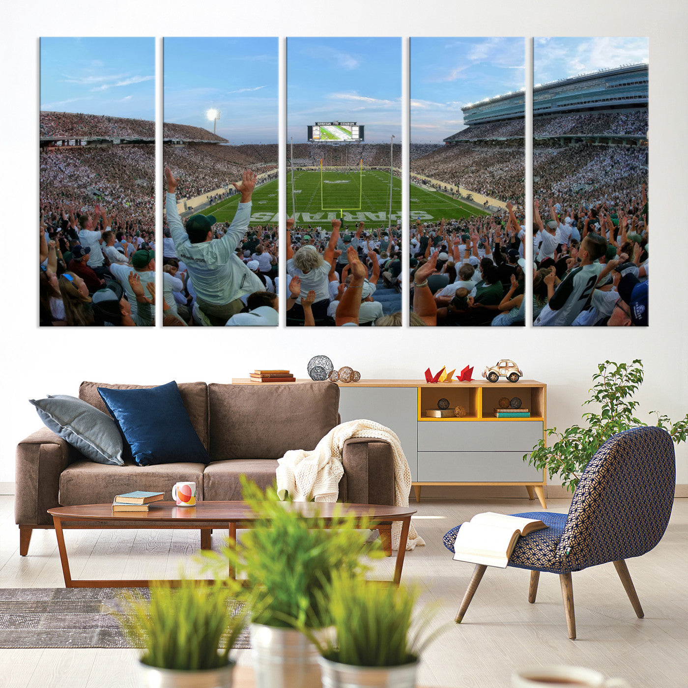 73105-MGV-CV-36X24-Michigan State Spartans Football Team Art Print - East Lansing Spartan Stadium Wall Art Canvas Print
