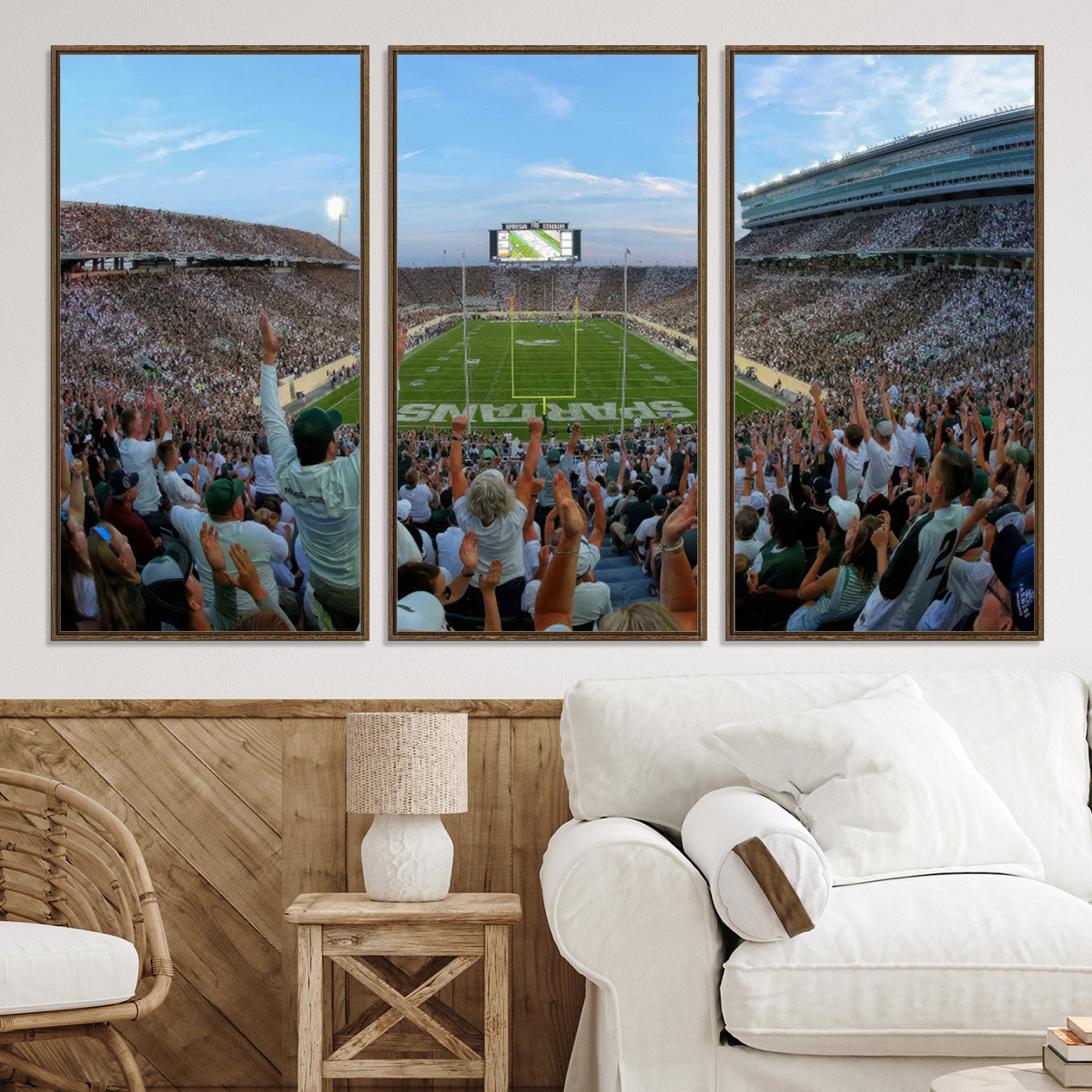 73105-MGV-CV-36X24-Michigan State Spartans Football Team Art Print - East Lansing Spartan Stadium Wall Art Canvas Print