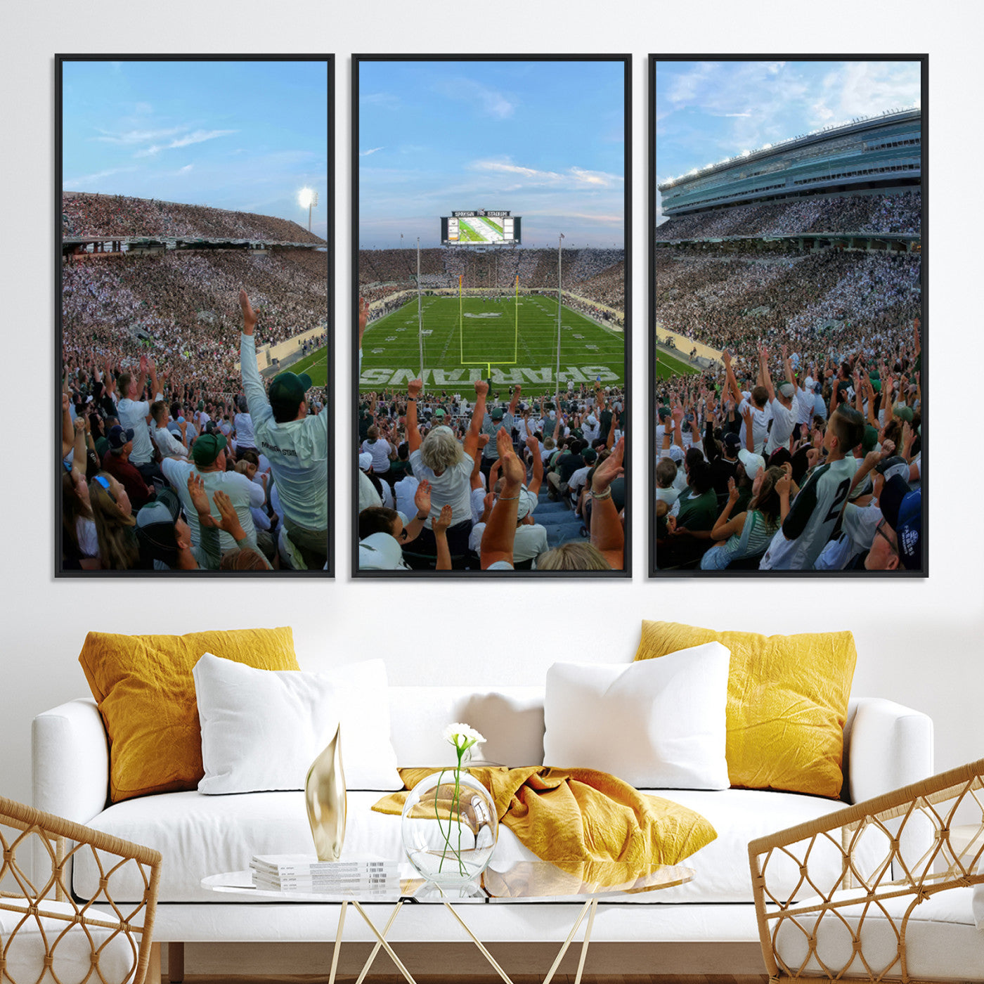 73105-MGV-CV-36X24-Michigan State Spartans Football Team Art Print - East Lansing Spartan Stadium Wall Art Canvas Print