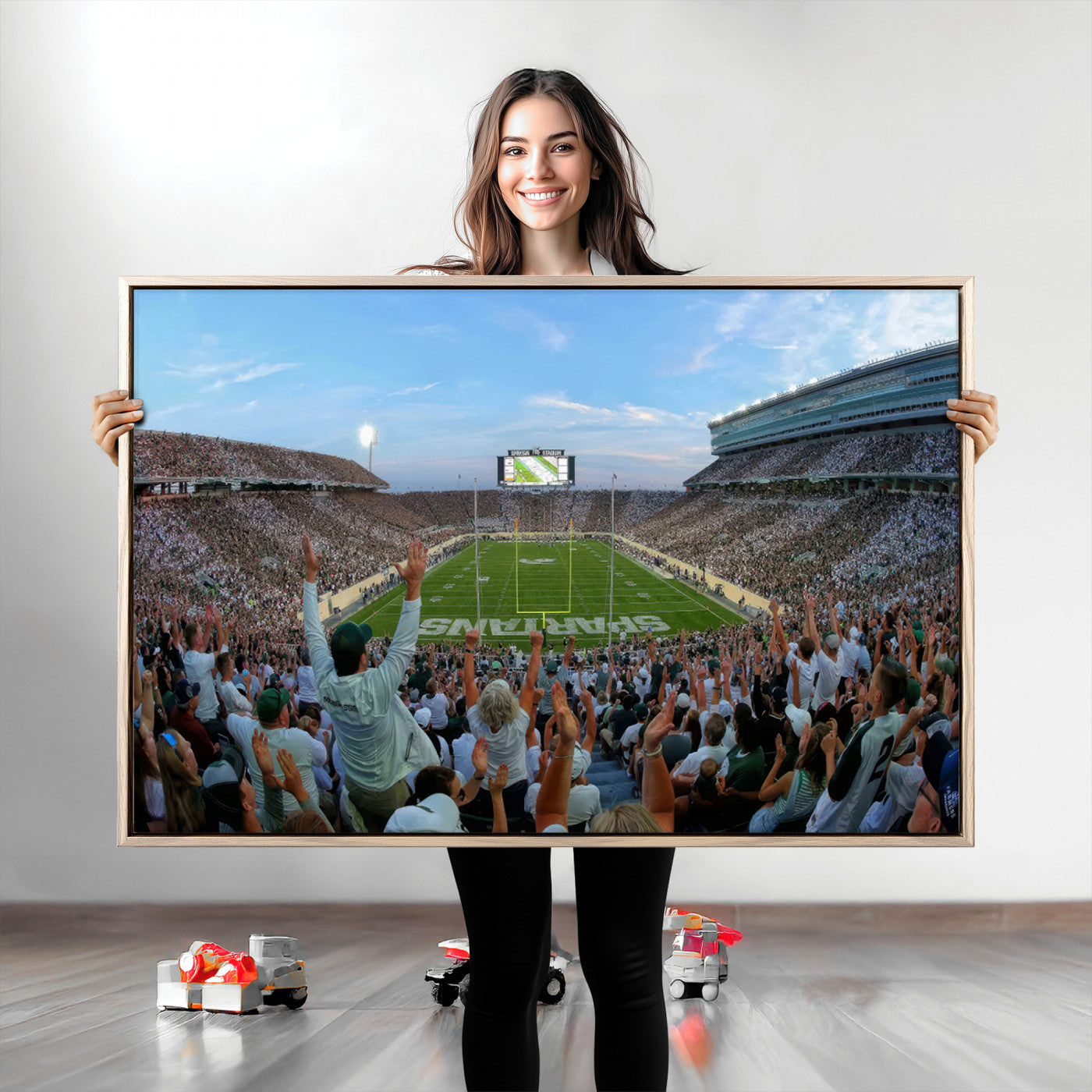 73105-MGV-CV-36X24-Michigan State Spartans Football Team Art Print - East Lansing Spartan Stadium Wall Art Canvas Print