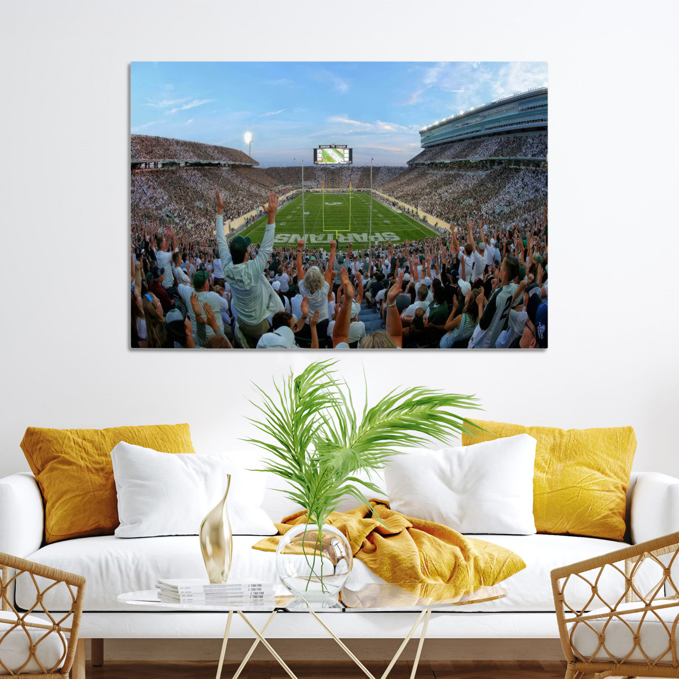 73105-MGV-CV-36X24-Michigan State Spartans Football Team Art Print - East Lansing Spartan Stadium Wall Art Canvas Print