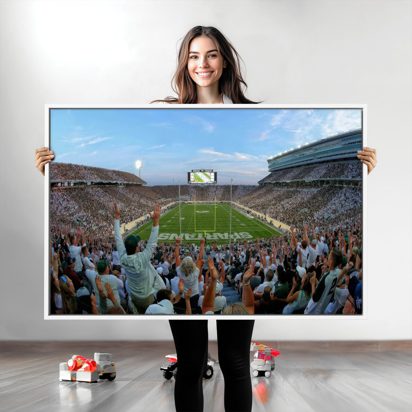 73105-MGV-CV-36X24-Michigan State Spartans Football Team Art Print - East Lansing Spartan Stadium Wall Art Canvas Print