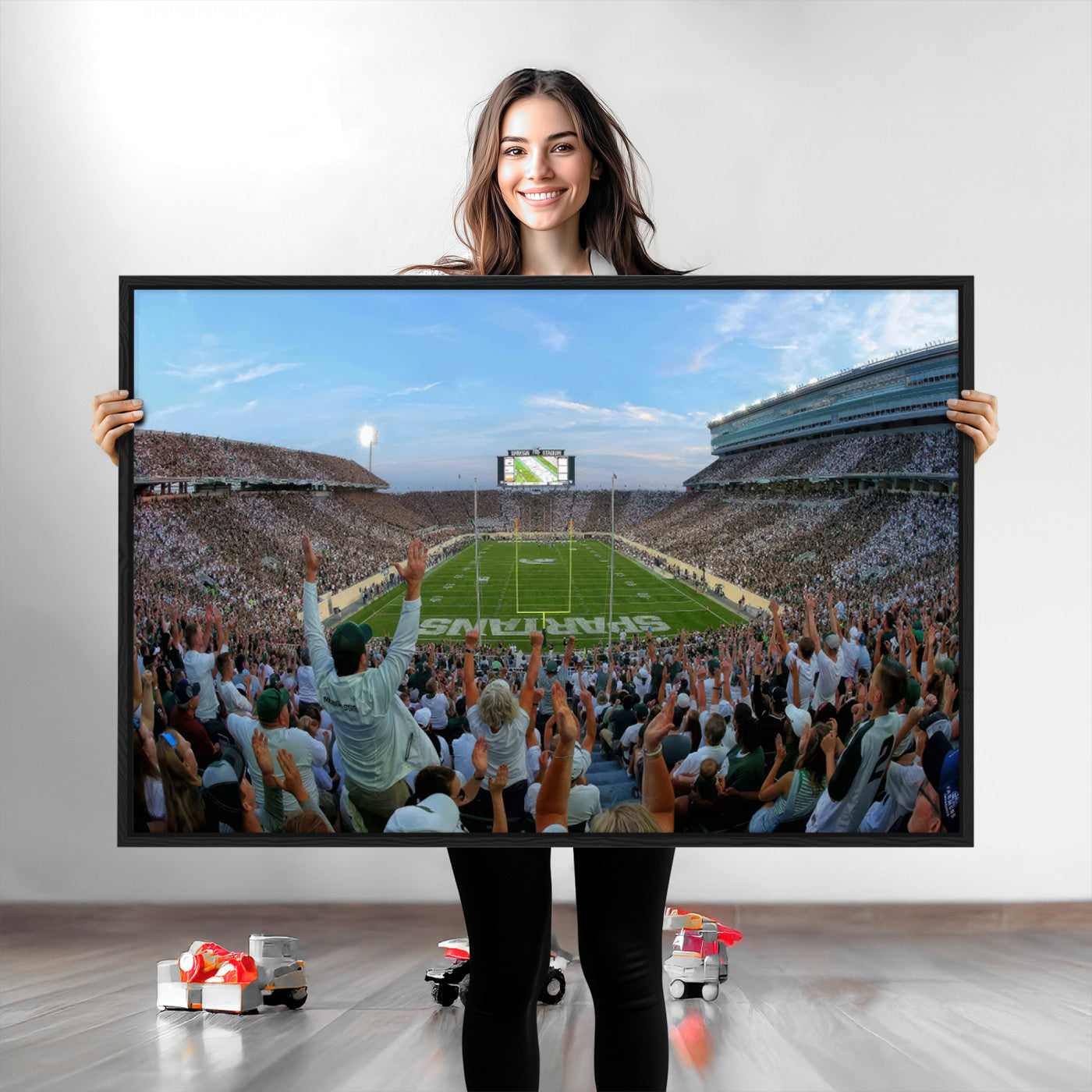 73105-MGV-CV-36X24-Michigan State Spartans Football Team Art Print - East Lansing Spartan Stadium Wall Art Canvas Print