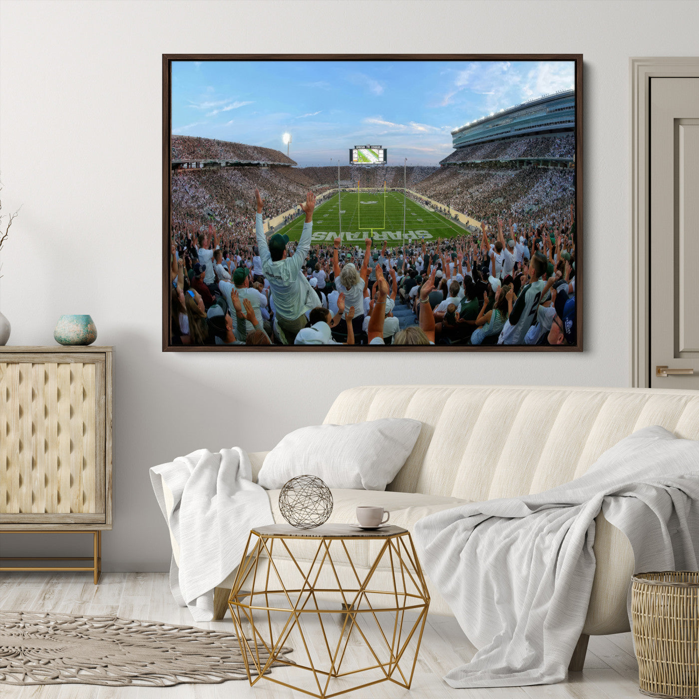 73105-MGV-CV-36X24-Michigan State Spartans Football Team Art Print - East Lansing Spartan Stadium Wall Art Canvas Print