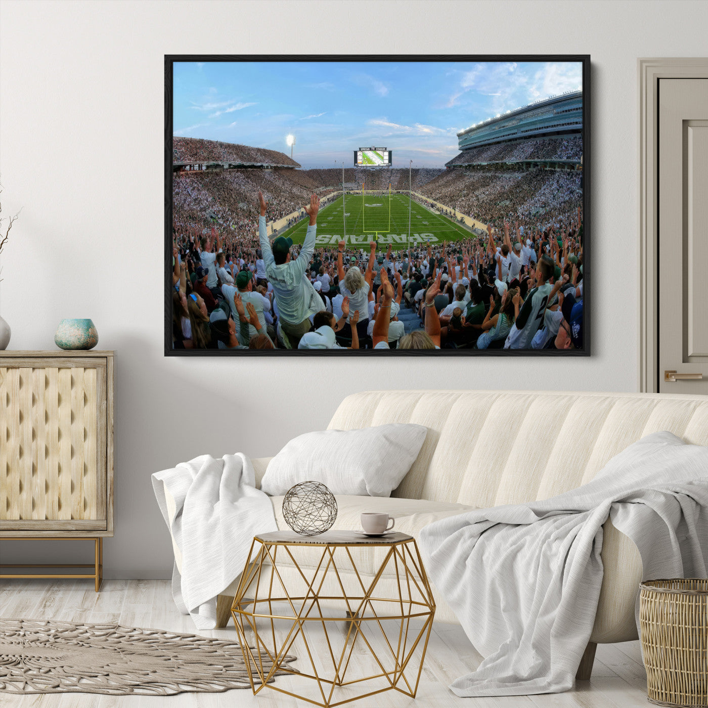 73105-MGV-CV-36X24-Michigan State Spartans Football Team Art Print - East Lansing Spartan Stadium Wall Art Canvas Print