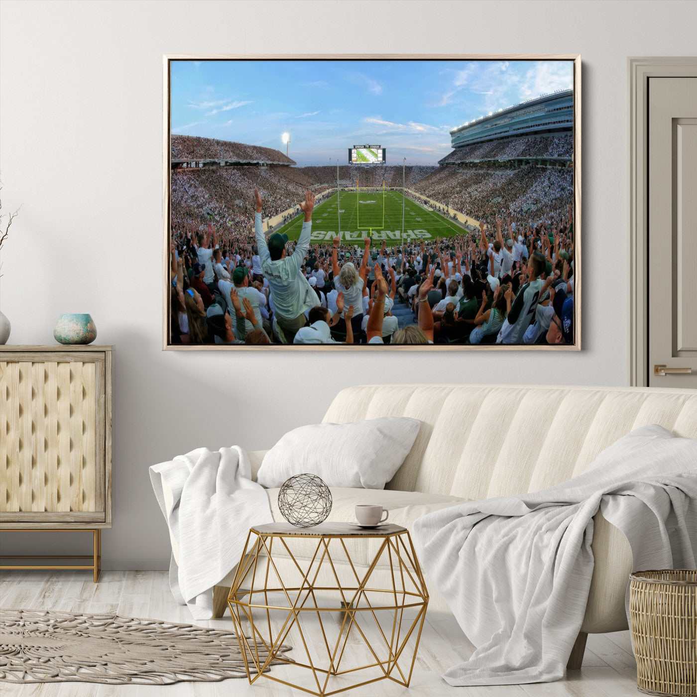 73105-MGV-CV-36X24-Michigan State Spartans Football Team Art Print - East Lansing Spartan Stadium Wall Art Canvas Print