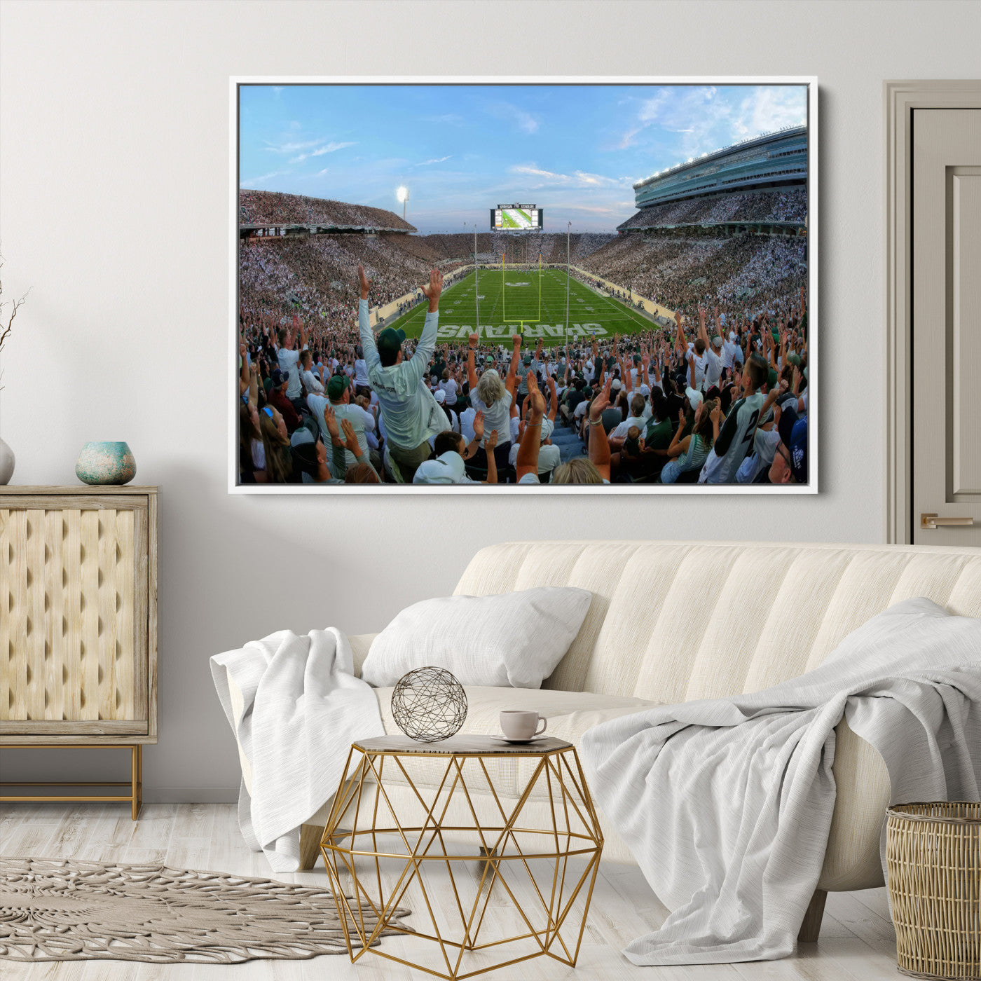 73105-MGV-CV-36X24-Michigan State Spartans Football Team Art Print - East Lansing Spartan Stadium Wall Art Canvas Print