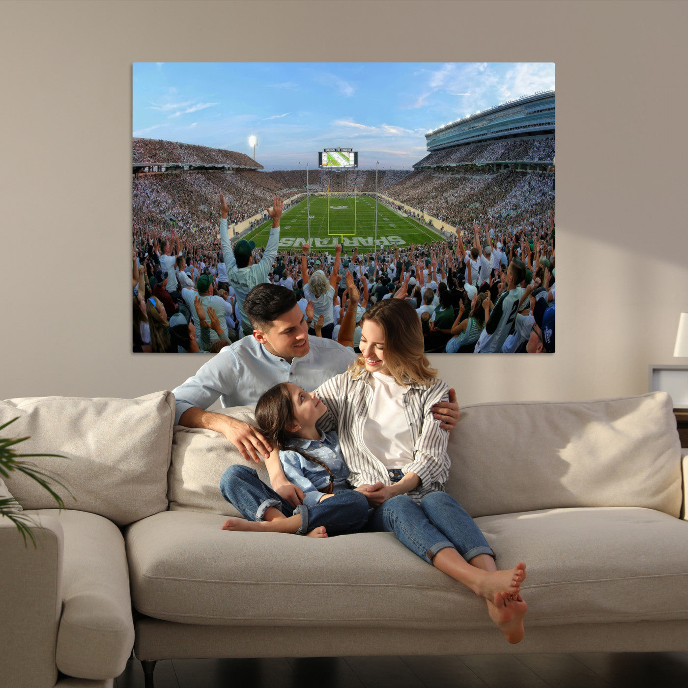 73105-MGV-CV-36X24-Michigan State Spartans Football Team Art Print - East Lansing Spartan Stadium Wall Art Canvas Print