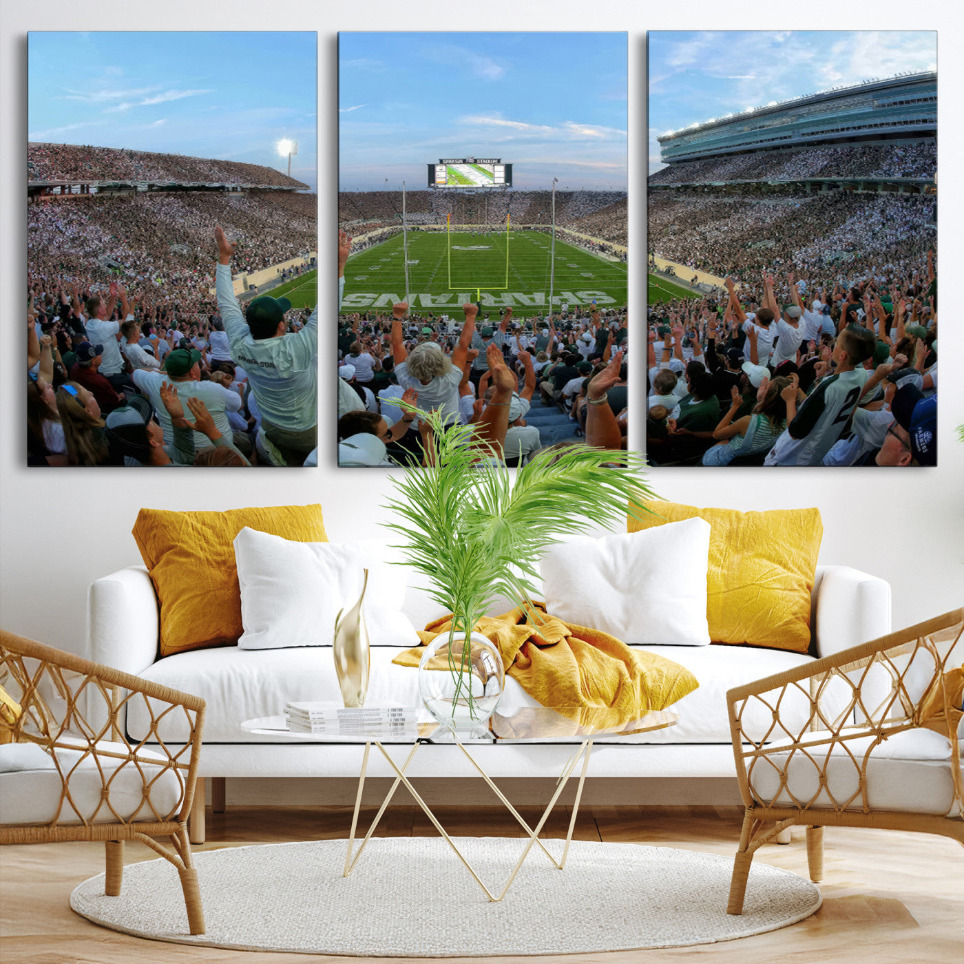 73105-MGV-CV-36X24-Michigan State Spartans Football Team Art Print - East Lansing Spartan Stadium Wall Art Canvas Print