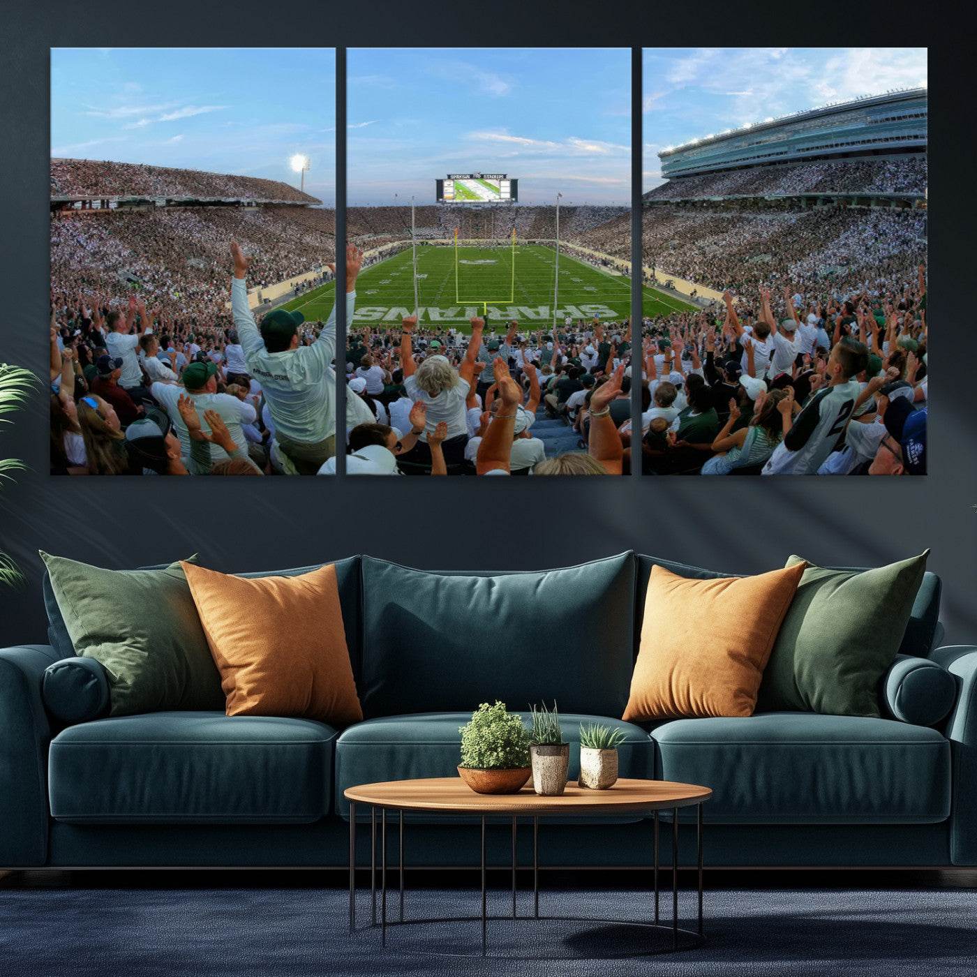 73105-MGV-CV-36X24-Michigan State Spartans Football Team Art Print - East Lansing Spartan Stadium Wall Art Canvas Print