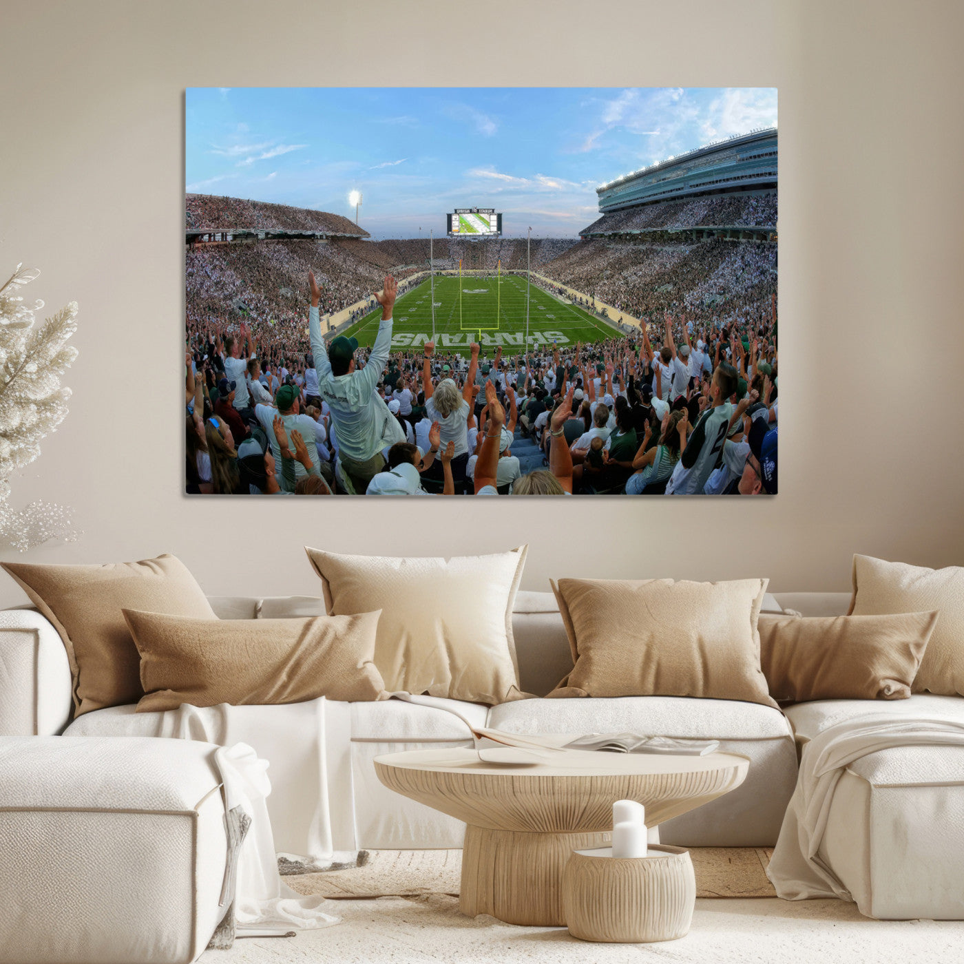 73105-MGV-CV-36X24-Michigan State Spartans Football Team Art Print - East Lansing Spartan Stadium Wall Art Canvas Print