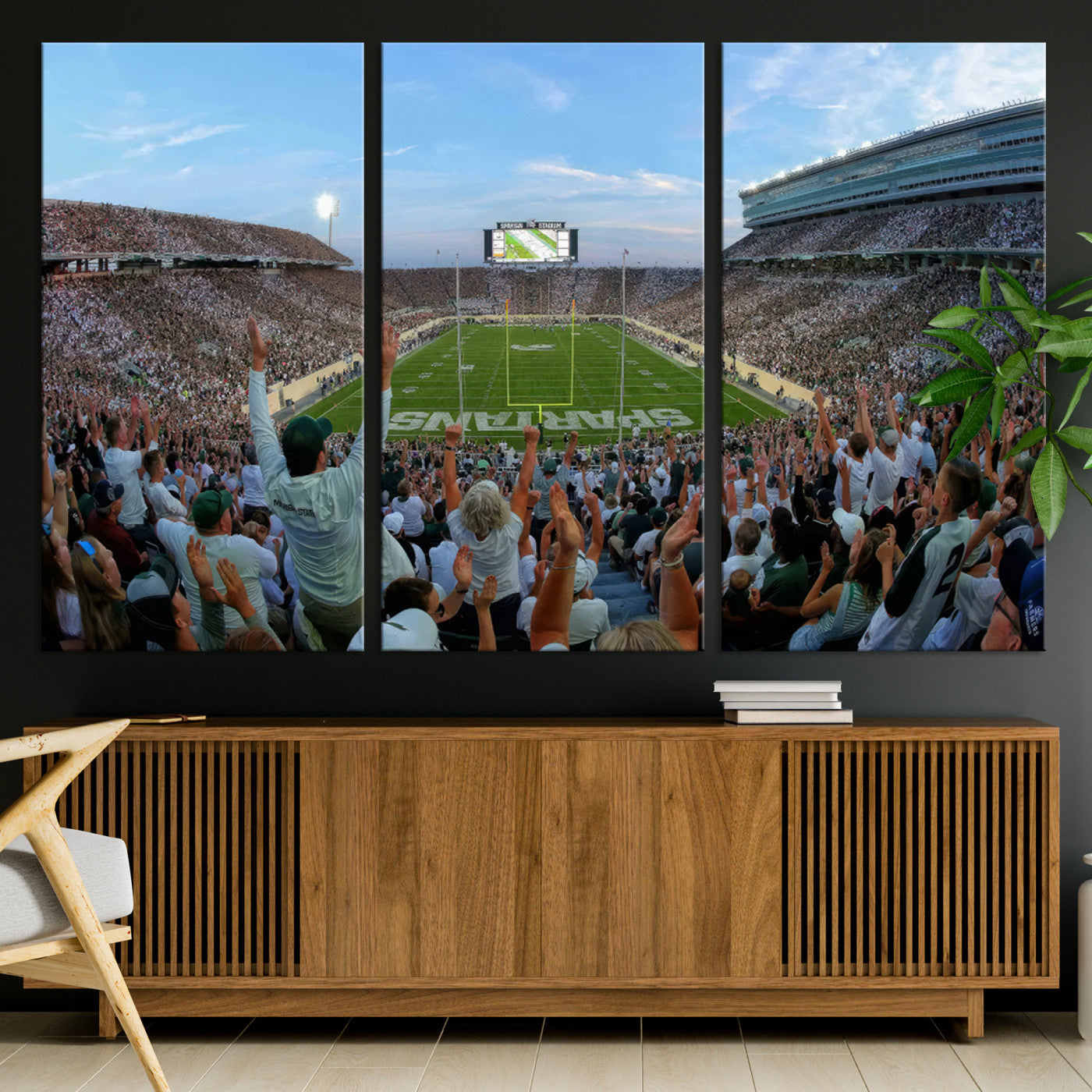 73105-MGV-CV-36X24-Michigan State Spartans Football Team Art Print - East Lansing Spartan Stadium Wall Art Canvas Print