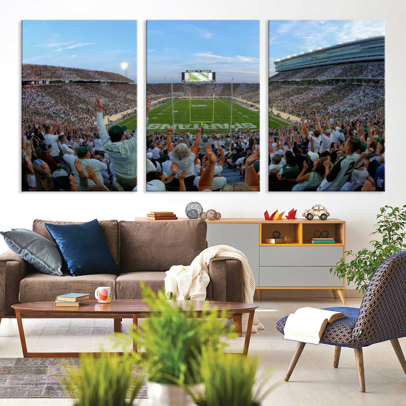 73105-MGV-CV-36X24-Michigan State Spartans Football Team Art Print - East Lansing Spartan Stadium Wall Art Canvas Print