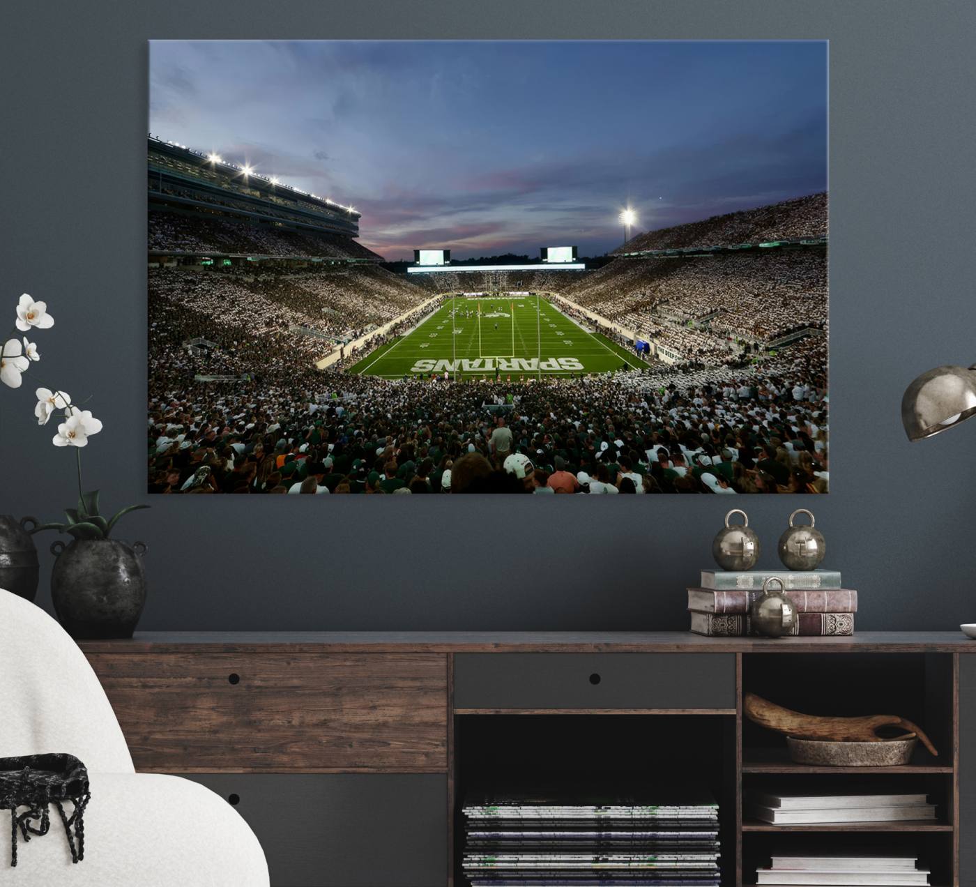Michigan State Spartans Football Team Print - East Lansing Spartan Stadium Canvas Print