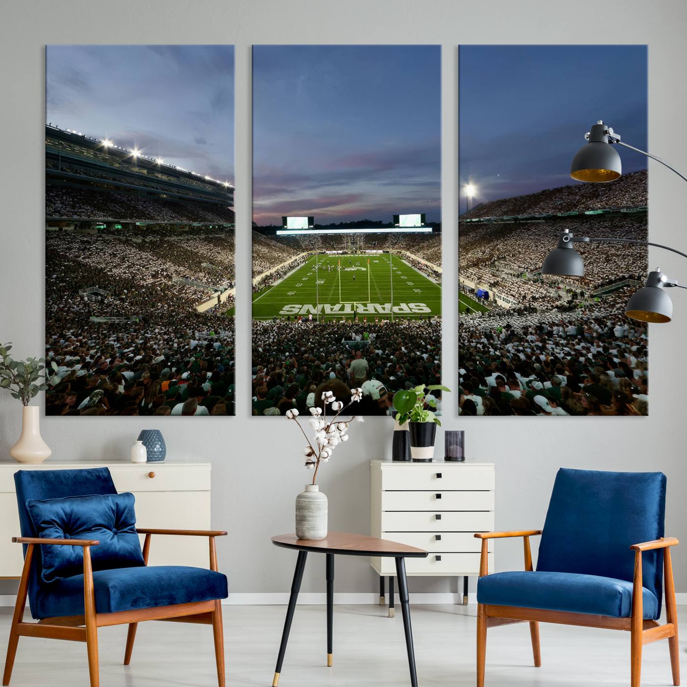 Michigan State Spartans Football Team Print - East Lansing Spartan Stadium Canvas Print