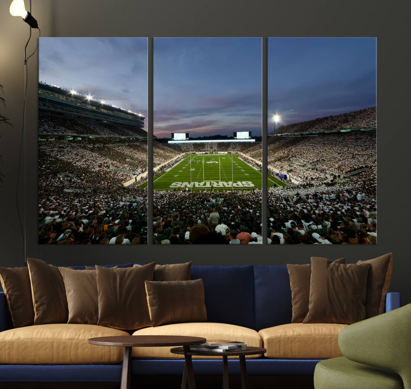 Michigan State Spartans Football Team Print - East Lansing Spartan Stadium Canvas Print
