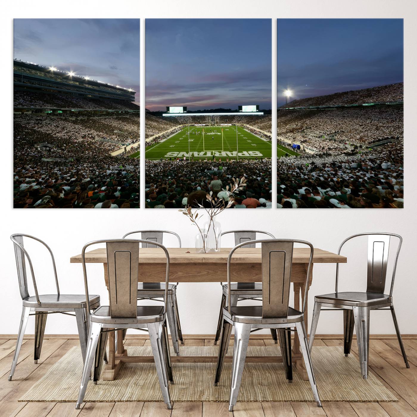 90831-MGV-CV-36X24-Michigan State Spartans Football Team Print - East Lansing Spartan Stadium Canvas Print