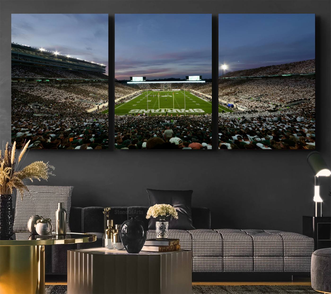 Michigan State Spartans Football Team Print - East Lansing Spartan Stadium Canvas Print