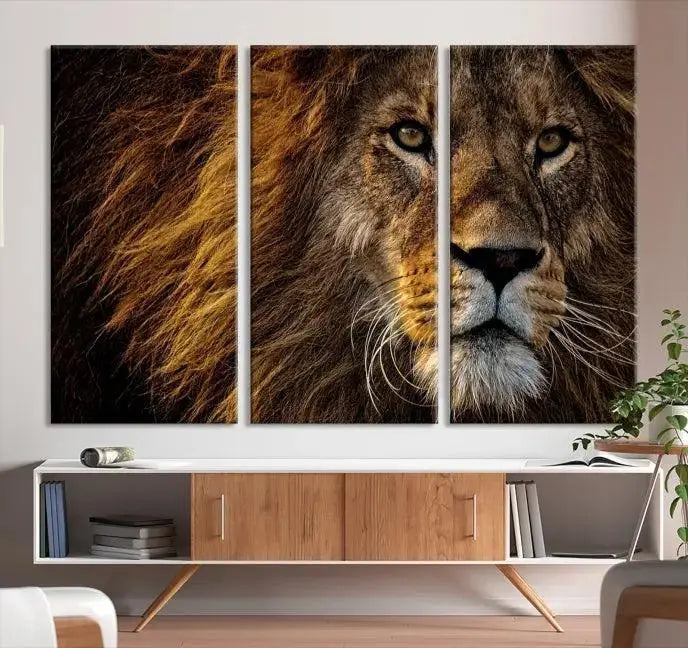 The Mighty Lion Wall Art Animal Canvas Print hangs on museum-quality canvases, and the UV-protective coating ensures the vibrant colors stay intact. Enjoy free shipping as you elevate your space.