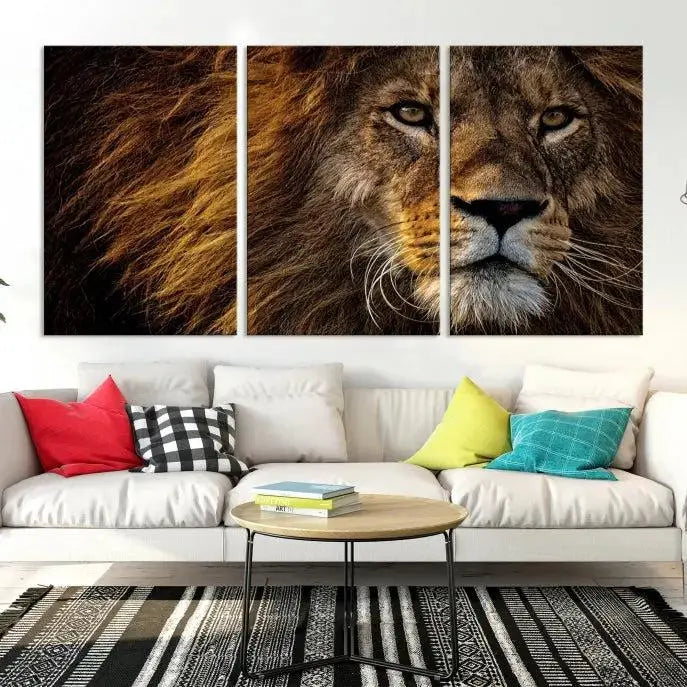 The Mighty Lion Wall Art Animal Canvas Print hangs on museum-quality canvases, and the UV-protective coating ensures the vibrant colors stay intact. Enjoy free shipping as you elevate your space.