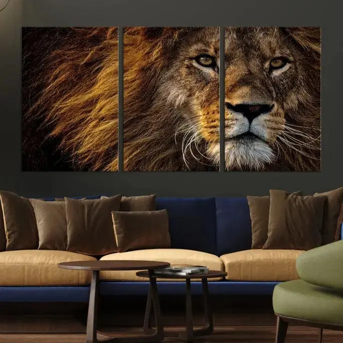 The Mighty Lion Wall Art Animal Canvas Print hangs on museum-quality canvases, and the UV-protective coating ensures the vibrant colors stay intact. Enjoy free shipping as you elevate your space.