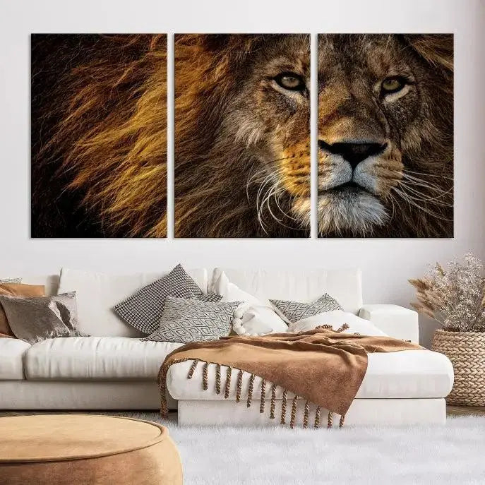 The Mighty Lion Wall Art Animal Canvas Print hangs on museum-quality canvases, and the UV-protective coating ensures the vibrant colors stay intact. Enjoy free shipping as you elevate your space.