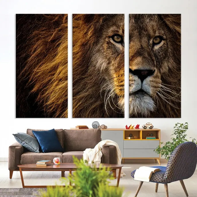 The Mighty Lion Wall Art Animal Canvas Print hangs on museum-quality canvases, and the UV-protective coating ensures the vibrant colors stay intact. Enjoy free shipping as you elevate your space.