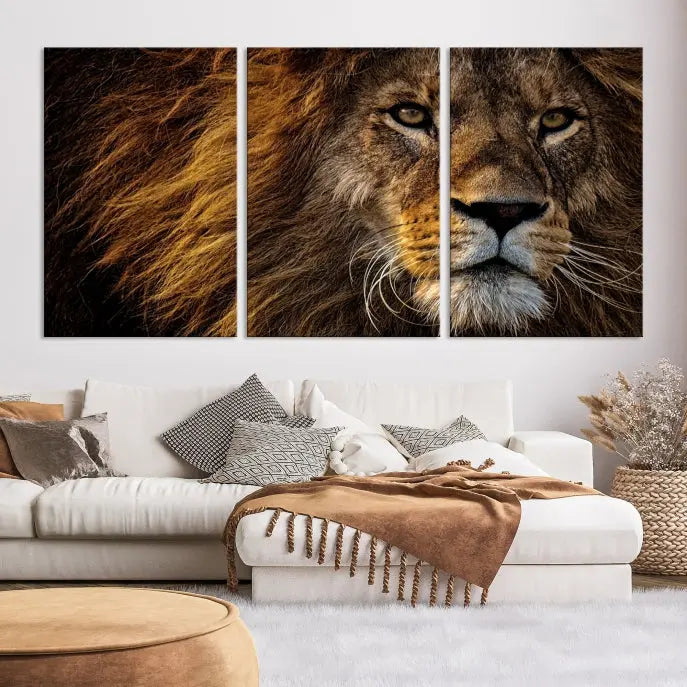 The Mighty Lion Wall Art Animal Canvas Print hangs on museum-quality canvases, and the UV-protective coating ensures the vibrant colors stay intact. Enjoy free shipping as you elevate your space.