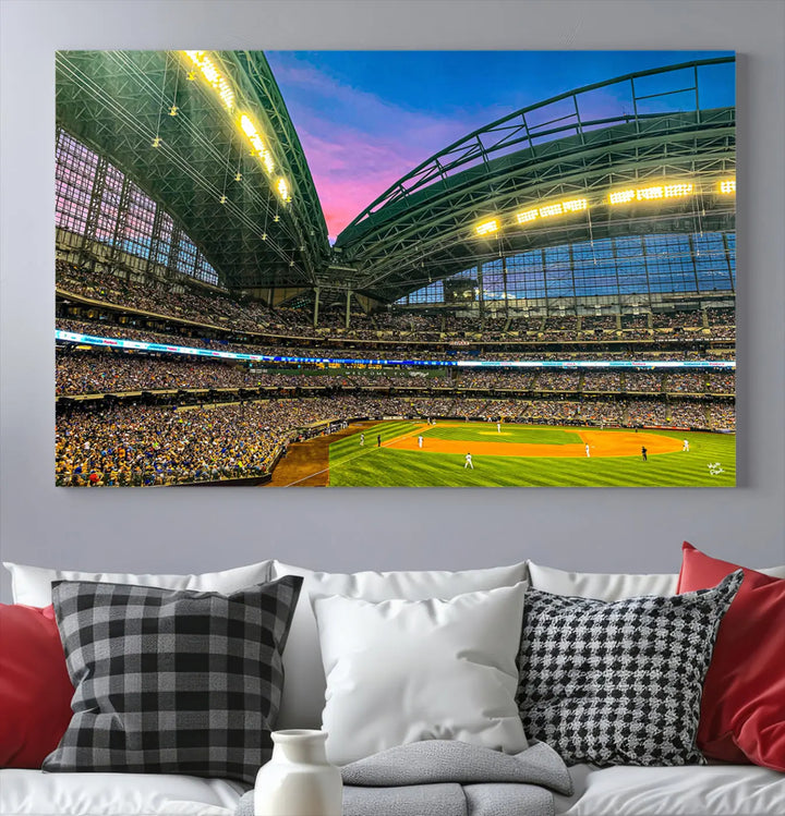 Milwaukee Brewers Baseball Team Print - American Family Field Stadium Wall Art Canvas Print 