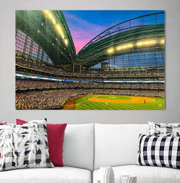 Milwaukee Brewers Baseball Team Print - American Family Field Stadium Wall Art Canvas Print 