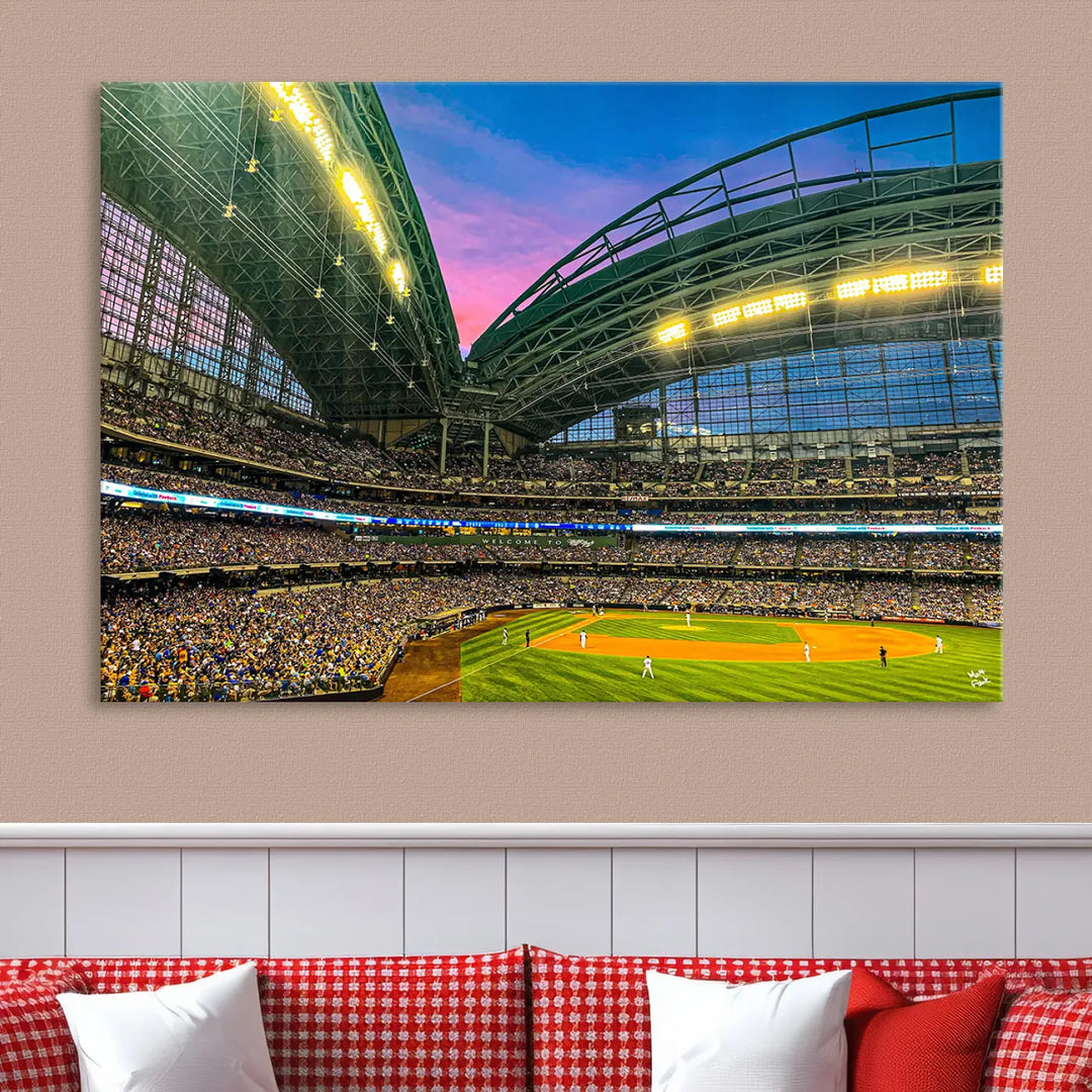 Milwaukee Brewers Baseball Team Print - American Family Field Stadium Wall Art Canvas Print 