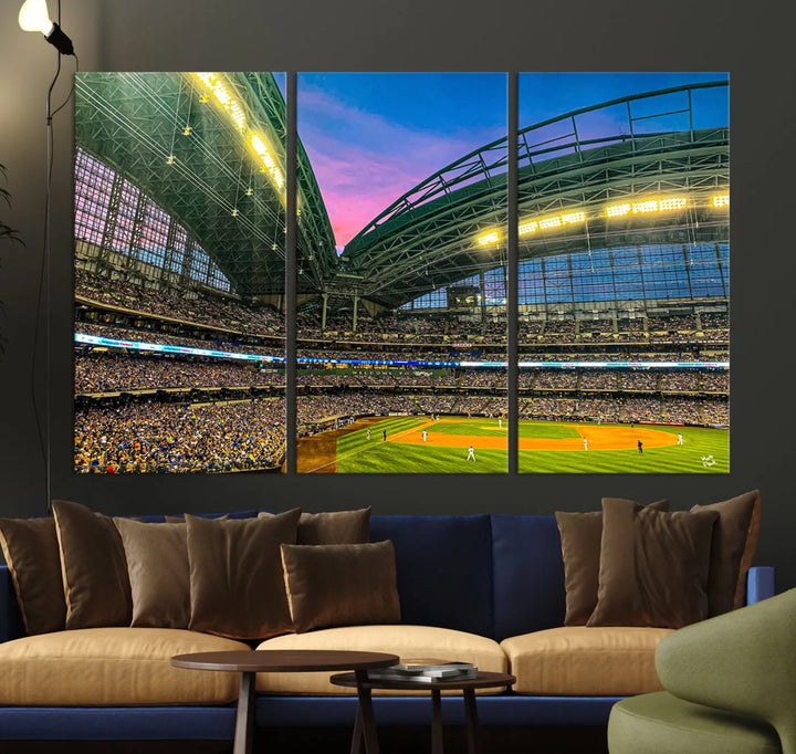 Milwaukee Brewers Baseball Team Print - American Family Field Stadium Wall Art Canvas Print 