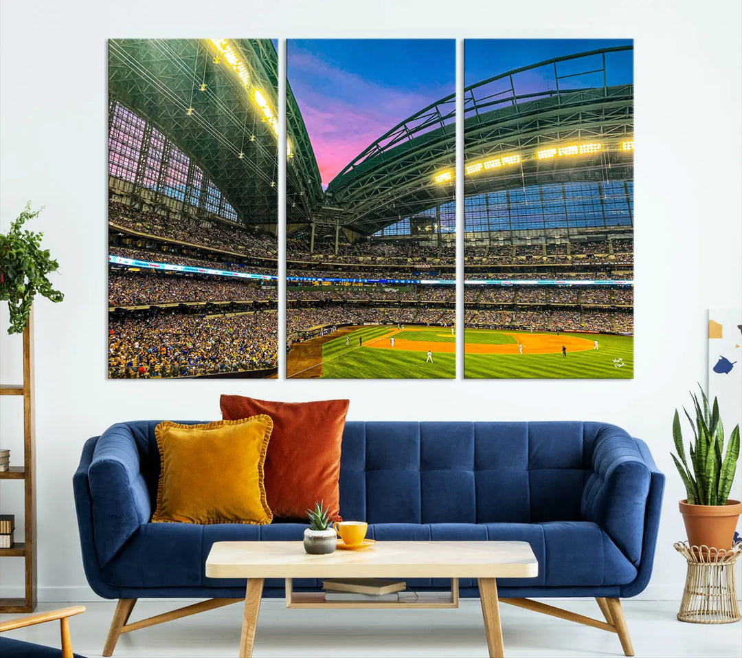 Milwaukee Brewers Baseball Team Print - American Family Field Stadium Wall Art Canvas Print 