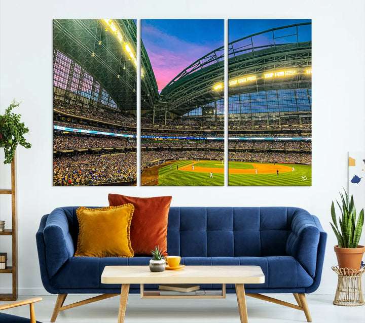 Milwaukee Brewers Baseball Team Print - American Family Field Stadium Wall Art Canvas Print 