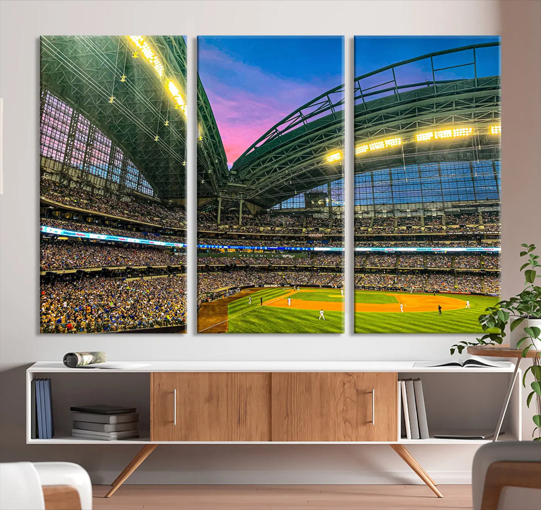 Milwaukee Brewers Baseball Team Print - American Family Field Stadium Wall Art Canvas Print 